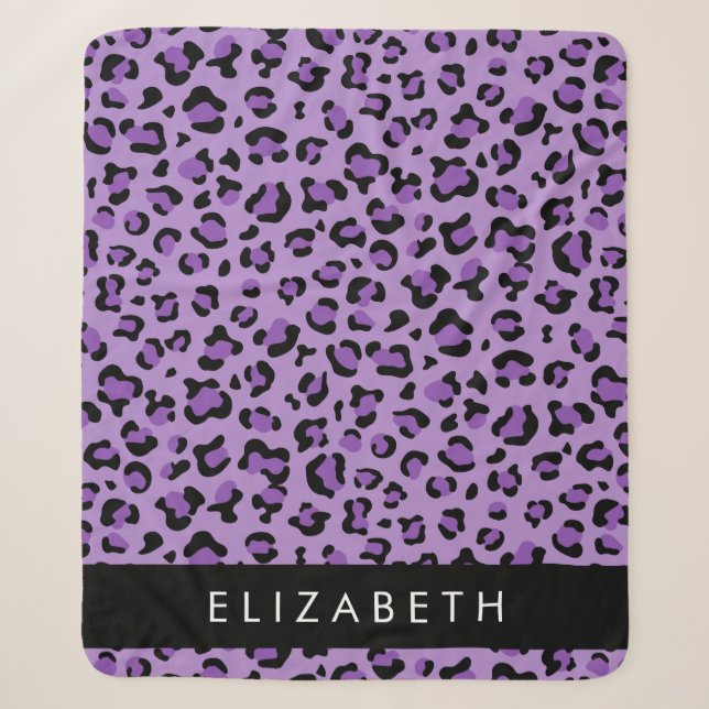 Leopardrucke, Spots, Lila Leopard, Ihr Name Sherpadecke (Vorderseite)