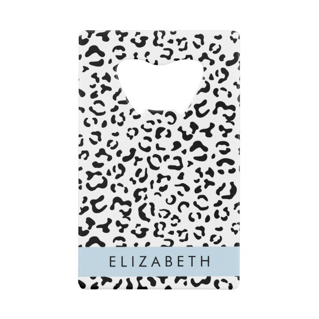 Leopardrucke, Spots, Schwarzweiß, Ihr Name Geldbeutel Flaschenöffner (Vorderseite)