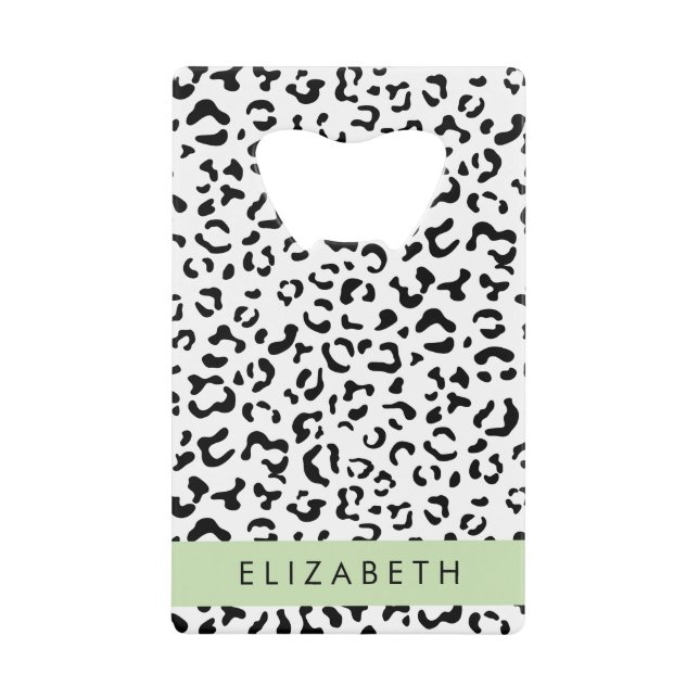 Leopardrucke, Spots, Schwarzweiß, Ihr Name Geldbeutel Flaschenöffner (Vorderseite)