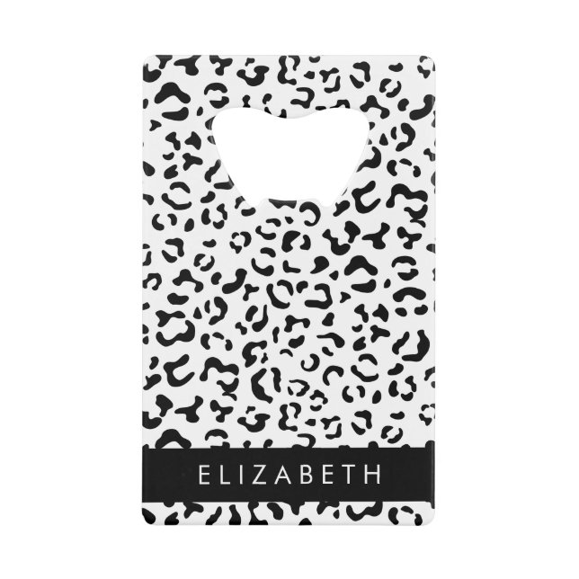 Leopardrucke, Spots, Schwarzweiß, Ihr Name Geldbeutel Flaschenöffner (Vorderseite)