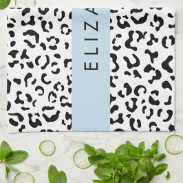 Leopardrucke, Spots, Schwarzweiß, Ihr Name Geschirrtuch