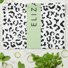 Leopardrucke, Spots, Schwarzweiß, Ihr Name Geschirrtuch