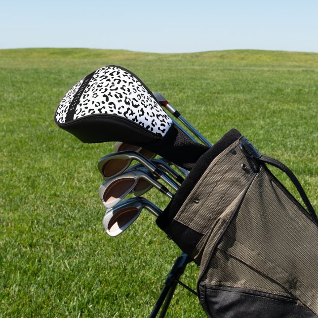 Leopardrucke, Spots, Schwarzweiß, Ihr Name Golf Headcover (In SItu)