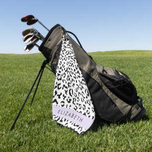 Leopardrucke, Spots, Schwarzweiß, Ihr Name Golfhandtuch