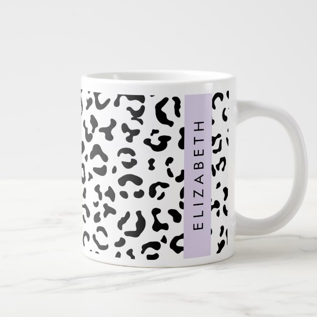 Leopardrucke, Spots, Schwarzweiß, Ihr Name Jumbo-Tasse (Rechts)