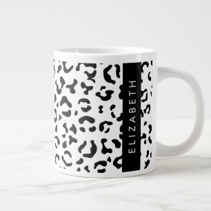 Leopardrucke, Spots, Schwarzweiß, Ihr Name Jumbo-Tasse
