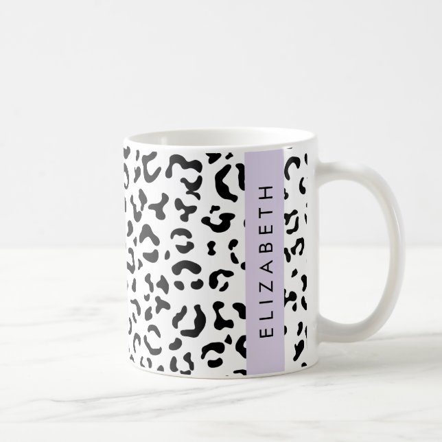 Leopardrucke, Spots, Schwarzweiß, Ihr Name Kaffeetasse (Rechts)