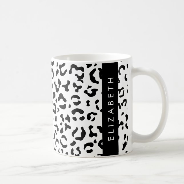 Leopardrucke, Spots, Schwarzweiß, Ihr Name Kaffeetasse (Rechts)