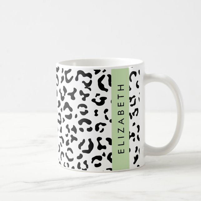 Leopardrucke, Spots, Schwarzweiß, Ihr Name Kaffeetasse (Rechts)