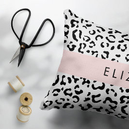 Leopardrucke, Spots, Schwarzweiß, Ihr Name Kissenbezug