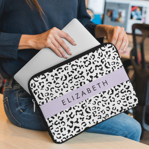 Leopardrucke, Spots, Schwarzweiß, Ihr Name Laptopschutzhülle