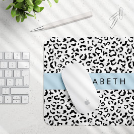 Leopardrucke, Spots, Schwarzweiß, Ihr Name Mousepad