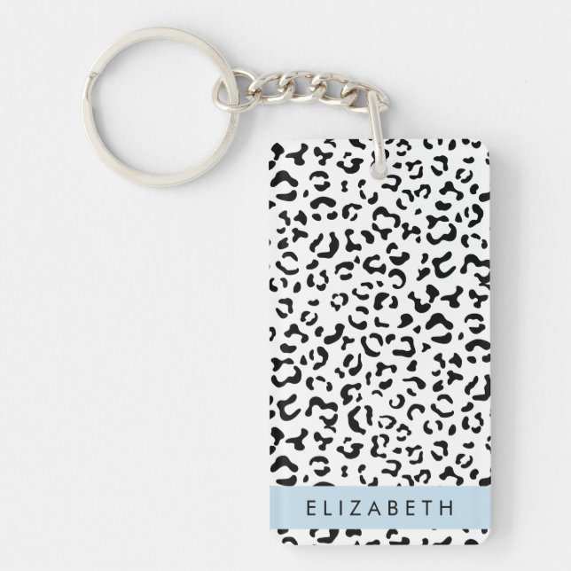 Leopardrucke, Spots, Schwarzweiß, Ihr Name Schlüsselanhänger (Vorderseite)
