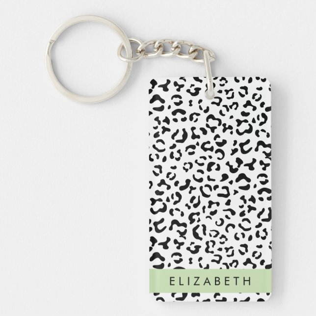 Leopardrucke, Spots, Schwarzweiß, Ihr Name Schlüsselanhänger (Vorderseite)