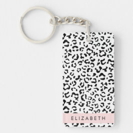 Leopardrucke, Spots, Schwarzweiß, Ihr Name Schlüsselanhänger