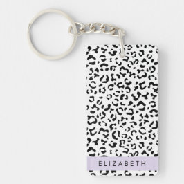Leopardrucke, Spots, Schwarzweiß, Ihr Name Schlüsselanhänger
