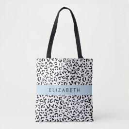 Leopardrucke, Spots, Schwarzweiß, Ihr Name Tasche