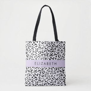 Leopardrucke, Spots, Schwarzweiß, Ihr Name Tasche