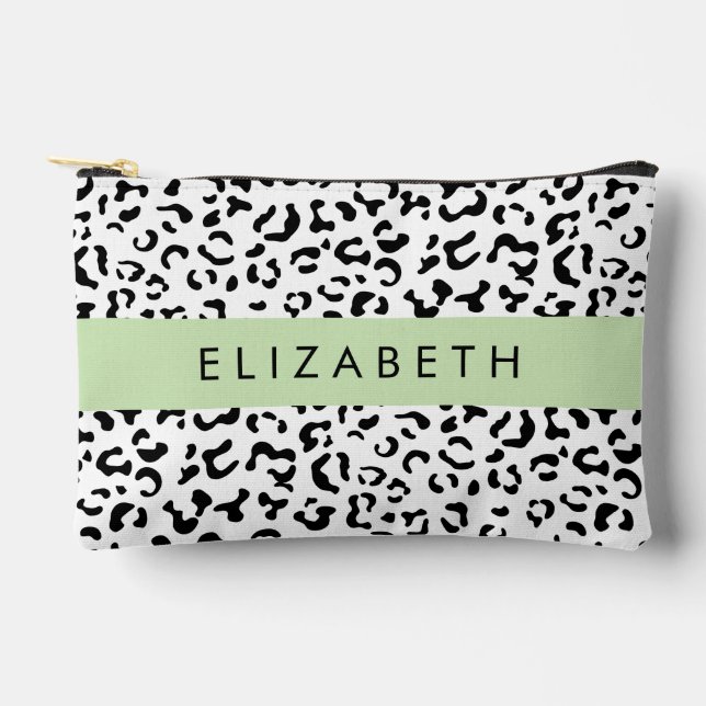 Leopardrucke, Spots, Schwarzweiß, Ihr Name Zubehörtasche (Vorderseite)