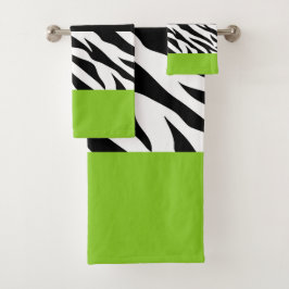 Leopardrucke, Zebra Print, Tierdruck, grün Badhandtuch Set