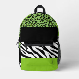 Leopardrucke, Zebra Print, Tierdruck, grün Bedruckter Rucksack