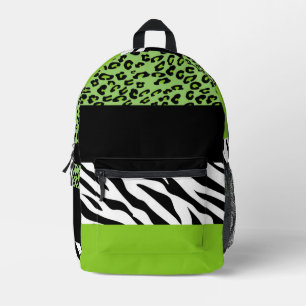 Leopardrucke, Zebra Print, Tierdruck, grün Bedruckter Rucksack