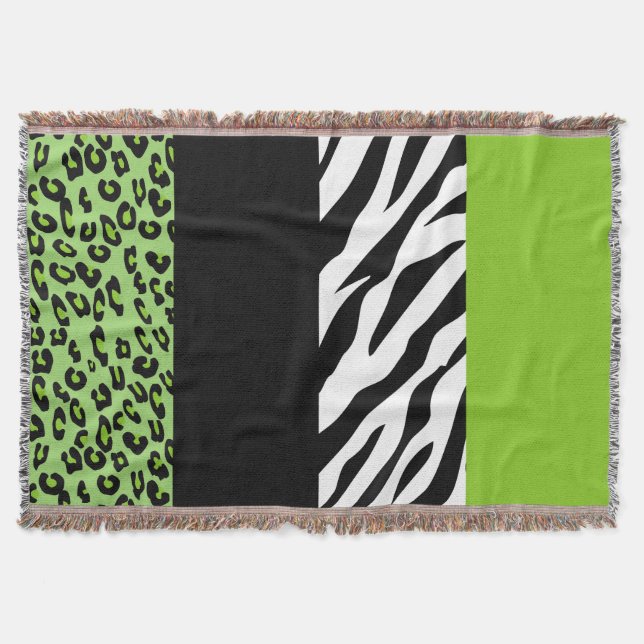 Leopardrucke, Zebra Print, Tierdruck, grün Decke (Vorderseite)