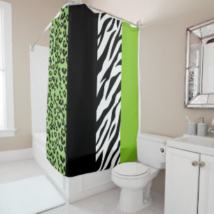 Leopardrucke, Zebra Print, Tierdruck, grün Duschvorhang