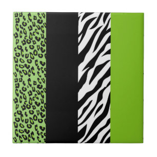 Leopardrucke, Zebra Print, Tierdruck, grün Fliese