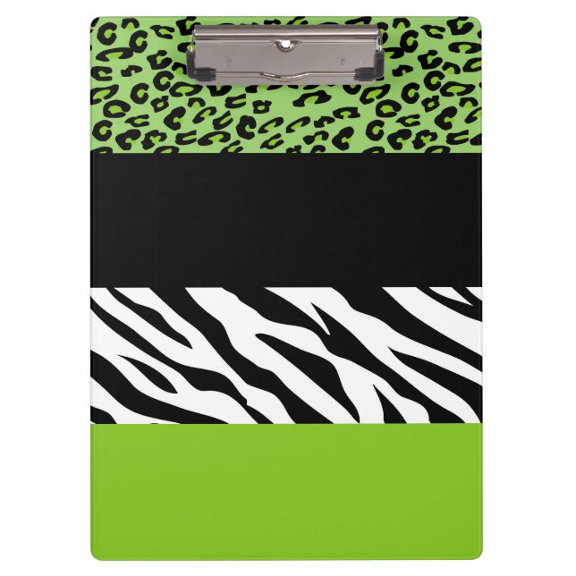 Leopardrucke, Zebra Print, Tierdruck, grün Klemmbrett (Vorderseite)