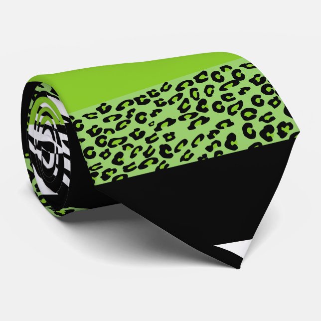Leopardrucke, Zebra Print, Tierdruck, grün Krawatte (Gerollt)