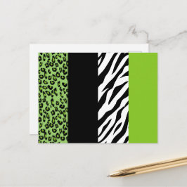 Leopardrucke, Zebra Print, Tierdruck, grün Postkarte