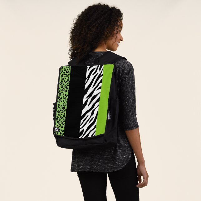Leopardrucke, Zebra Print, Tierdruck, grün Rucksack (Ausgewaschen)