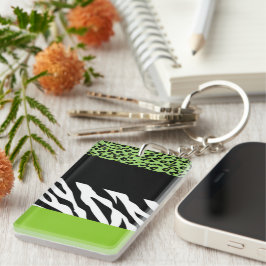 Leopardrucke, Zebra Print, Tierdruck, grün Schlüsselanhänger