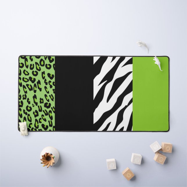 Leopardrucke, Zebra Print, Tierdruck, grün Schreibtischunterlage (Kindertisch)