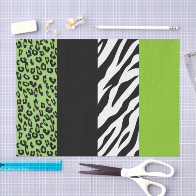 Leopardrucke, Zebra Print, Tierdruck, grün Seidenpapier (Handwerk)