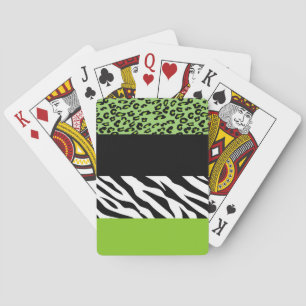 Leopardrucke, Zebra Print, Tierdruck, grün Spielkarten