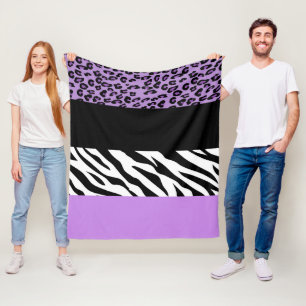 Leopardrucke, Zebra Print, Tierdruck, Lila Fleecedecke