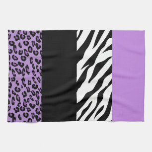 Leopardrucke, Zebra Print, Tierdruck, Lila Geschirrtuch