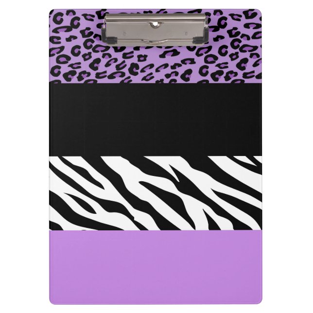 Leopardrucke, Zebra Print, Tierdruck, Lila Klemmbrett (Vorderseite)