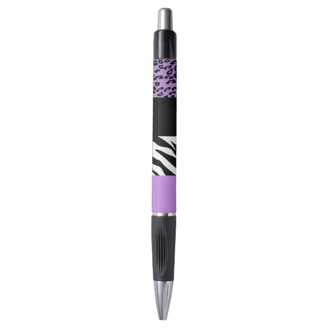 Leopardrucke, Zebra Print, Tierdruck, Lila Kugelschreiber (Vorderseite Vertikal)