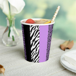 Leopardrucke, Zebra Print, Tierdruck, Lila Pappbecher