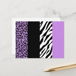 Leopardrucke, Zebra Print, Tierdruck, Lila Postkarte