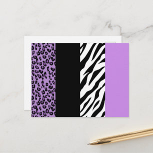 Leopardrucke, Zebra Print, Tierdruck, Lila Postkarte