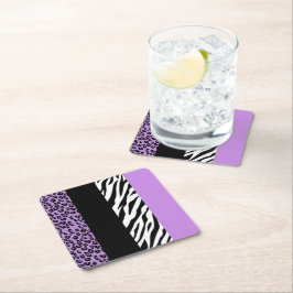 Leopardrucke, Zebra Print, Tierdruck, Lila Rechteckiger Pappuntersetzer