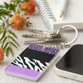 Leopardrucke, Zebra Print, Tierdruck, Lila Schlüsselanhänger