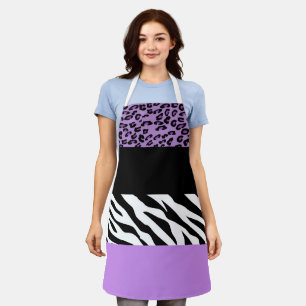 Leopardrucke, Zebra Print, Tierdruck, Lila Schürze