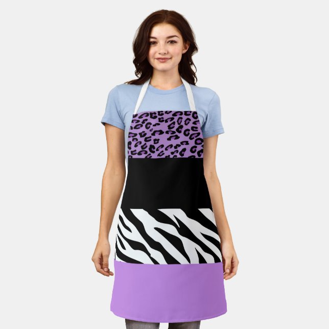 Leopardrucke, Zebra Print, Tierdruck, Lila Schürze (Getragen)