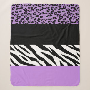 Leopardrucke, Zebra Print, Tierdruck, Lila Sherpadecke