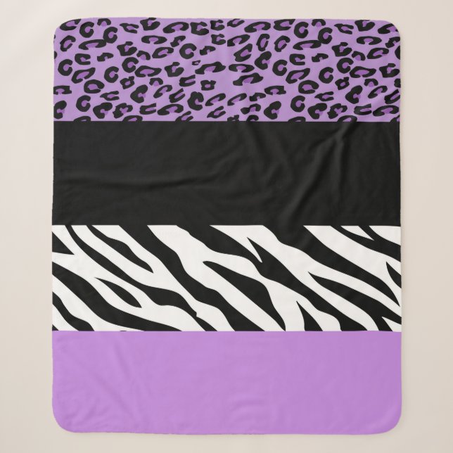 Leopardrucke, Zebra Print, Tierdruck, Lila Sherpadecke (Vorderseite)